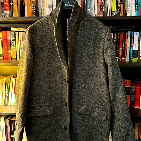 Bonobos Charcoal Herringbone Italian Wool Topcoat - Picture 1 of 4